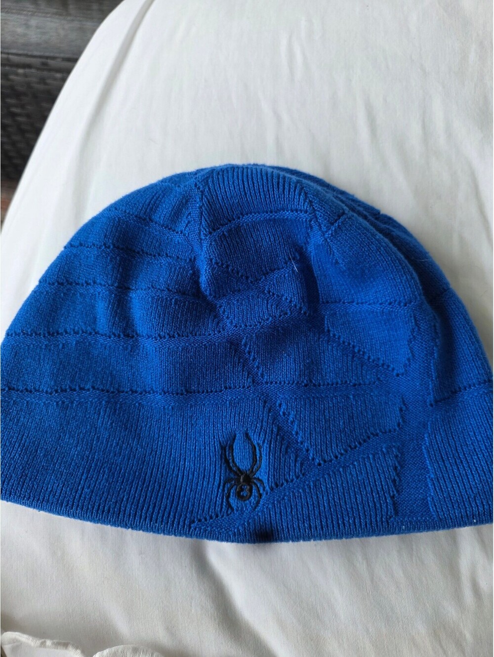 Spyder Blue Knit Beanie Hat with Logo Detail